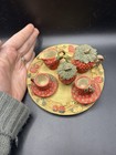 Vintage Resin Mini Strawberry Tea Party Set Of 8 Cute Free Ship A24