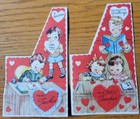 Lot Of 2 Vintage Mechanical Teacher Valentine Cards From Same Set Of Children