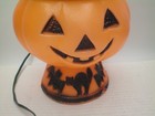 Vintage Halloween Pumpkin Jack O Lantern  Witch Hat Bats Cat Blow Mold Bayshore