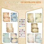 Vintage Floral Writing Paper And Envelopes Set - 60 Piece Stationery Collection