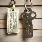 Alcatraz Prison Guard Iron Cell Key  Tag   Solid Brass Whistle  27  Chain 