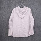 Tahari Hooded Top Womens M Medium Pink Linen Long Sleeve Pocket Pullover