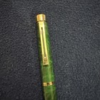 Sheaffer Targa 1081 Fountain Pen Green Malachite Ronce 14k Gold Nib Leather Case
