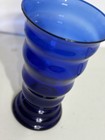 Vintage Cobalt Blue Ribbed Glass Decorative Vase 11    Tall Excellent Condition    