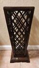 Vintage Bamboo Wicker Umbrella Holder Stand  Walnut Finish