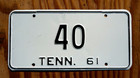 1961 Tennessee License Plate Low   40 - Nice Quality Original