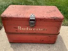 Vintage Budweiser King Of Beers Red Metal Cooler  read 
