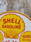 Vintage Shell Gasoline Porcelain Sign 1936 Trio Automobile Auto Gas Motor Oil
