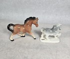 Lot Of 2 Vintage Ceramic Porcelain Horse Figurine Gray white 3  Brown 4 5  Japan