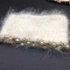 Angora Beaded Vintage Ivory Off-white Sweater Collar Shirt And Cuffs Soft