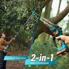 Cordless Pole Saw 2-in-1 Mini Chainsaw Tree Trimming Extension Rod 10ft