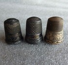 3 Antique Hallmarked Signed Thimbles -vintage Sterling Silver Thimble Lot
