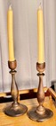 Antique Vintage Hand Turned Wood Candlesticks Pr Dried Gourd Farmhouseprimitive