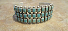 Substantial      Vintage 1960 s   70 s Navajo Sterling Square Turquoise Bracelet
