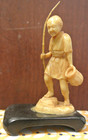 Vintage Japanese   Chinese Resin  Bone Okimono Fisherman