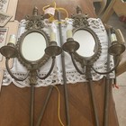 Pair Of Neo-classical Style Antique Brass Mirrored Candle Sconces Electric 
