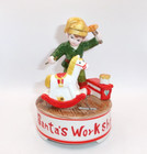 Vtg Japan Christmas Ebeling   Reuss Music Box Santa s Workshop Elf Rocking Horse
