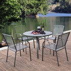 5-piece Metal Outdoor Dining Set W  Round Table 4 Chairs Patio Furniture Grey