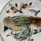 Vintage Mcm Enamel On Copper Abstract Bird 8  Plate Signed Studio Art