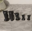 5 Miniature Walter Bosse  black Golden   Owl Figurines  Htf Sets Like This 