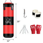 Heavy Boxing Punching Bag With Training Gloves Mma Kicking Home Gym Hook  empty 