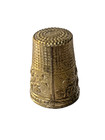 Vintage Metal Thimble W  Red Ladybug Design   Flowers