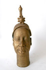 Vintage Benin Ife Bronze Head Yoruba Tribe Nigeria - Oni King Olokun Sculpture