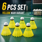 6x Plastic Badminton Shuttlecocks Durable Training Birdies Stable Flight Yellow