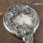Antique  Silver Plated Mirror Victorian Vanity Art Nouveau Very Old And Heavy 
