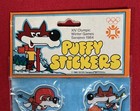 Vintage 1984 Sarajevo Winter Olympics Mascot Puffy Stickers Skiing Hockey