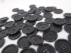 Vintage Round 4-hole Black Button W  Raised Edge 22mm Lot Of 13 And 144 B46-5