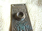 Antique Victorian Eastlake Bronze Door Plate W double Keyhole