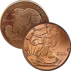 Beautiful 1 Oz  999 Pure Copper Challenge Coin - Walking Liberty Eagle Design