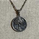 Sterling Silver Tree Of Life Pendant Oblong ball Bead 18  Chain Necklace- 16 83g