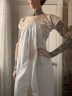 Vtg 70s Mexican Oaxacan Huipil San Antonio Hand Embroidered Cotton Maxi Dress Os