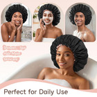 Satin Lined Shower Cap For Women  Extra Large Waterproof Shower Cap For Long    