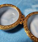 Beautiful Small Vintage Light Blue Trinket Box With Gold Accent  No Closure
