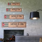 Santiago De Cuba Cuba Vintage Street Sign Cuban Flag City Country Road Rustic