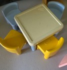 Vintage Little Tikes Dollhouse Furniture Lot - Table  Chairs  Highchair  6 Pcs 
