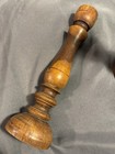 Large Pair Antique Treen Turned Wooden Candlesticks Lignum Vitae Candle Holder