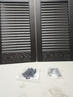 Pair-mid America 15 x48  Cathedral Top Center Mullion Louver Black Vinyl Shutter