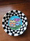 Vtg Milson   Louis Bowl Colorful Cats Checkerboard Aughts Aesthetic Funky Swirl