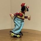 Vintage Tin Litho Mechanical Wind-up Skating Hobo Clown Toy W box Japan 1950s