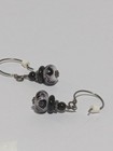 Vintage Lamp Glass Bead Flower Design Hook Dangle Earrings 1   Silver Tone 