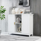 White Buffet Cabinet With Storage wooden Narrow Sideboard Entryway Cabinets mode