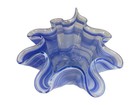 Vintage Murano Art Glass Bowl  wave Pattern Blue clear  7 5 8 X 12 3 4 In