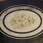 Vintage Oval Vanity Mirror Tray With Gold Floral Design  