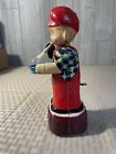 Vintage Wind-up 1960s Japanese Bubble Blowing Boy Tin Litho-toy    