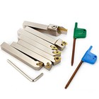 7pcs 3 8  Shank Indexable Carbide Lathe Turning Insert Tool Holder Bit Set