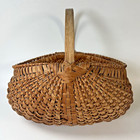 Splint Wood Buttocks Gathering Basket 12  Saddle Bag Primitive Woven Cottagecore
